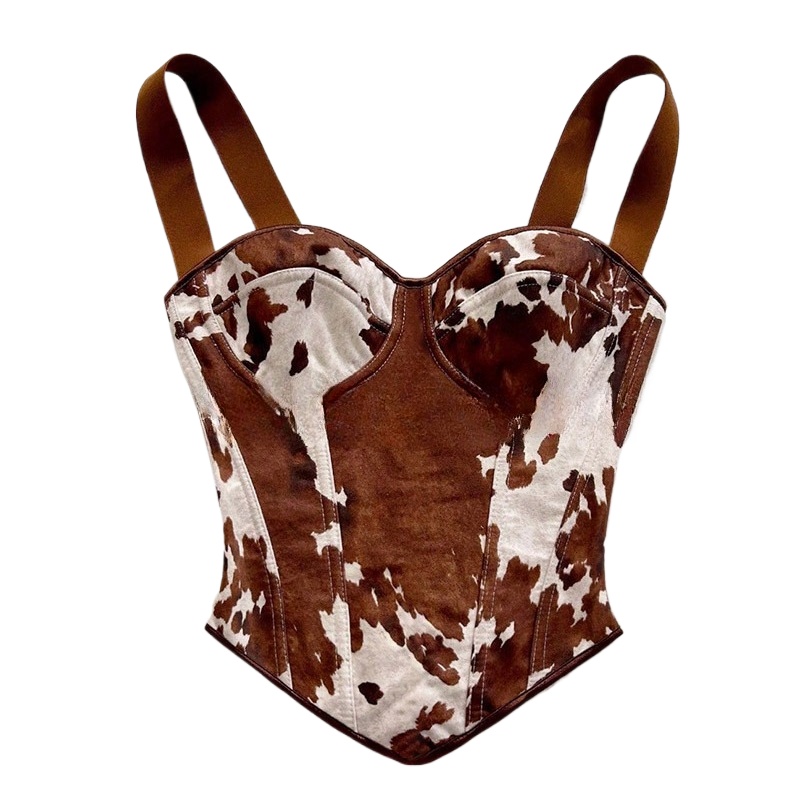 Corset Top Boned - بلوزة كورسيه نسائية بطبعة جلد البقر