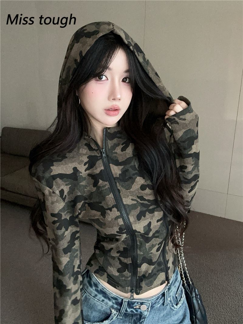 سترة نسائية كامو بغطاء للرأس م - مراجعة Women'S Fashion Zip Up Hoodies وسعره