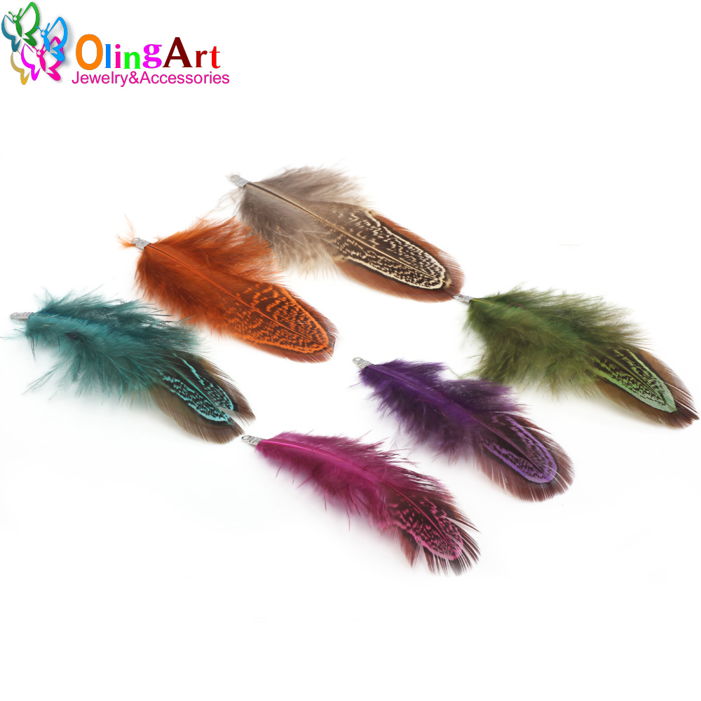 OlingArt الملونة الصباغة الريش - مراجعة Women'S Fashion Earrings وسعره