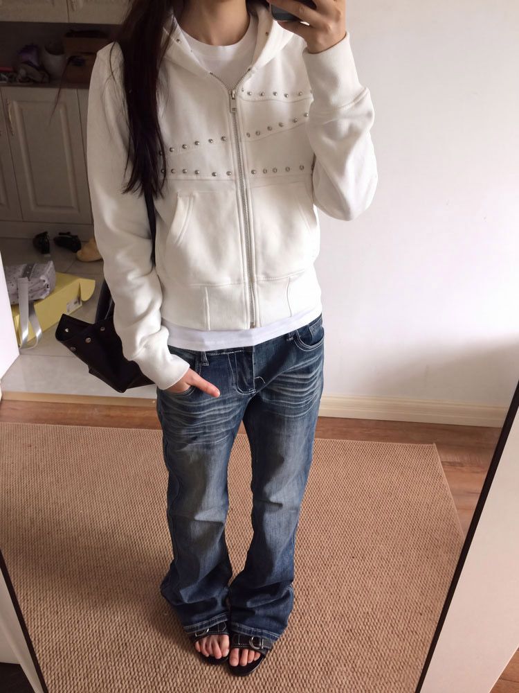 هودي نسائي مزود بمسامير ودبابي - مراجعة Women'S Fashion Zip Up Hoodies وسعره