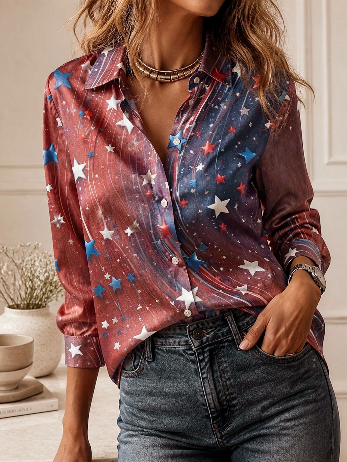 بلوزة أنيقة بأكمام طويلة وياقة - مراجعة Women Fashion Wear وسعره