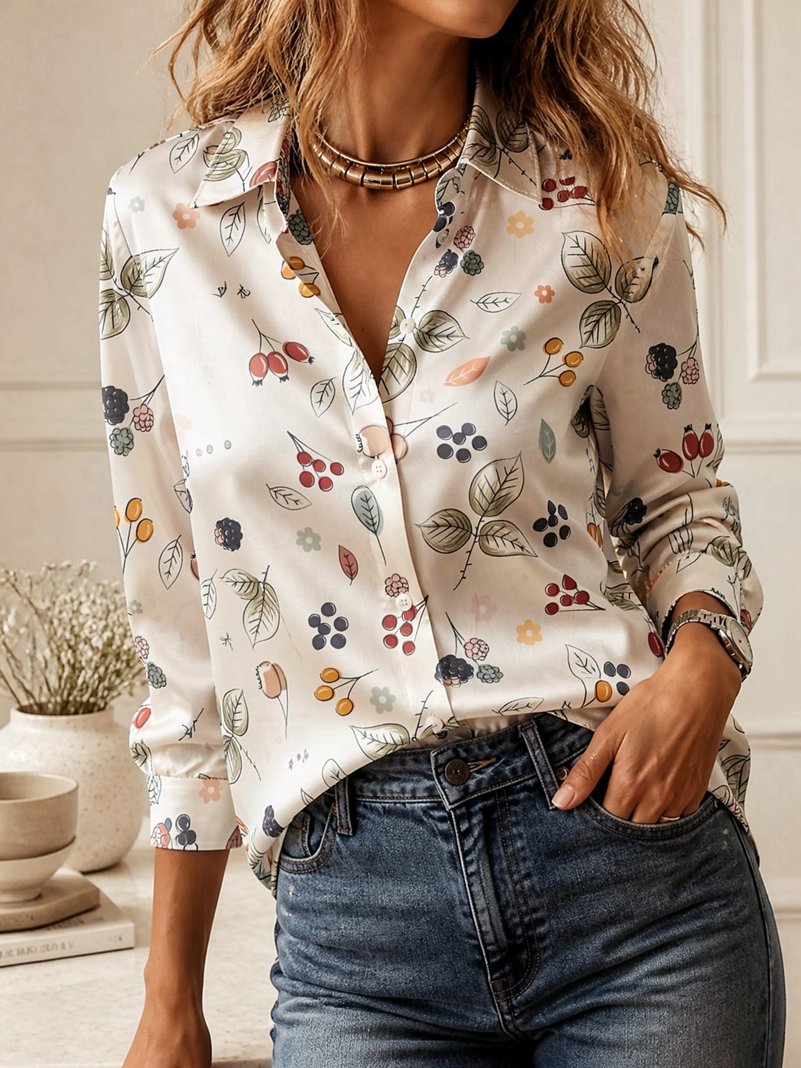 بلوزة أنيقة بأكمام طويلة وياقة - مراجعة Women Fashion Wear وسعره