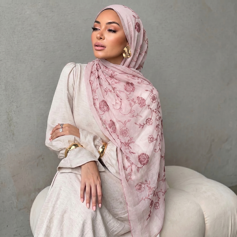حجاب إسلامي مطرز بالزهور، وشاح - مراجعة Women Fashion Wear وسعره
