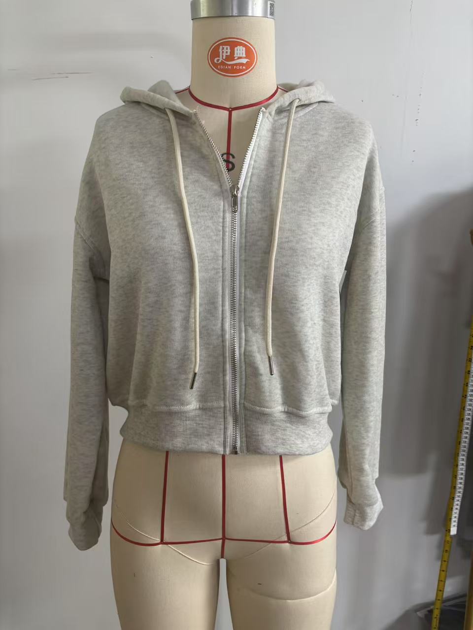 سترة نسائية رمادية مقصوصة بغطا - مراجعة Women'S Fashion Zip Up Hoodies وسعره