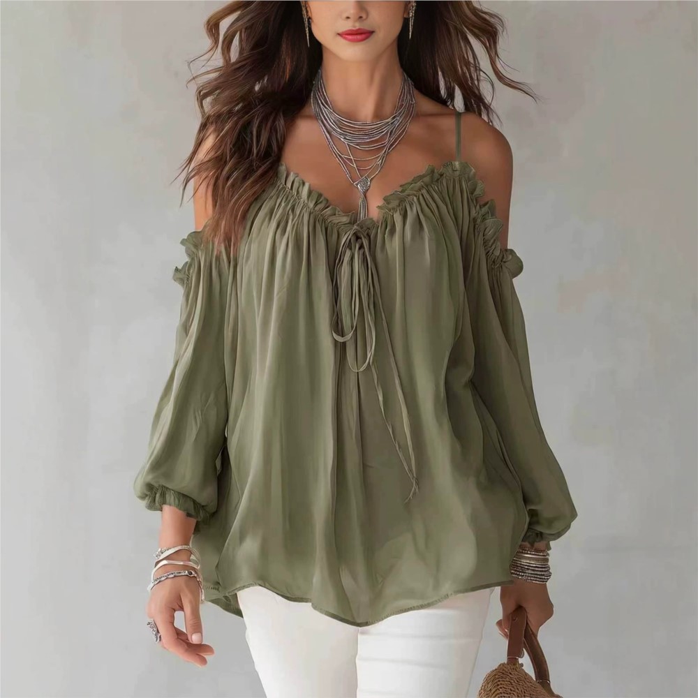 بلوزة أنيقة بكتف مكشوف وياقة V - مراجعة Wrap Blouse Chiffon وسعره