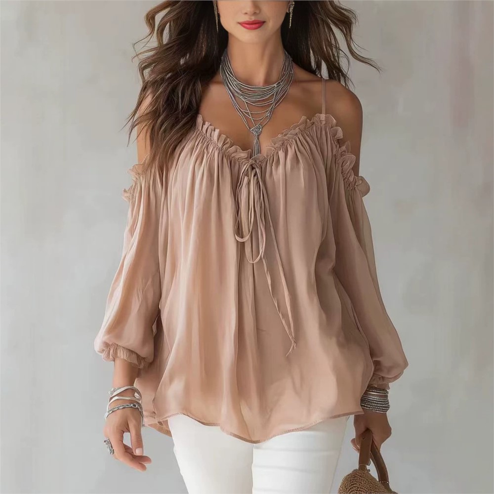 بلوزة أنيقة بكتف مكشوف وياقة V - مراجعة Wrap Blouse Chiffon وسعره