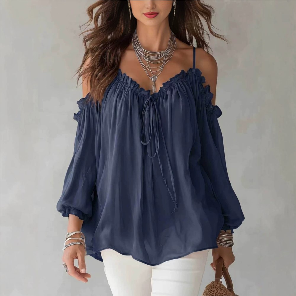 بلوزة أنيقة بكتف مكشوف وياقة V - مراجعة Wrap Blouse Chiffon وسعره