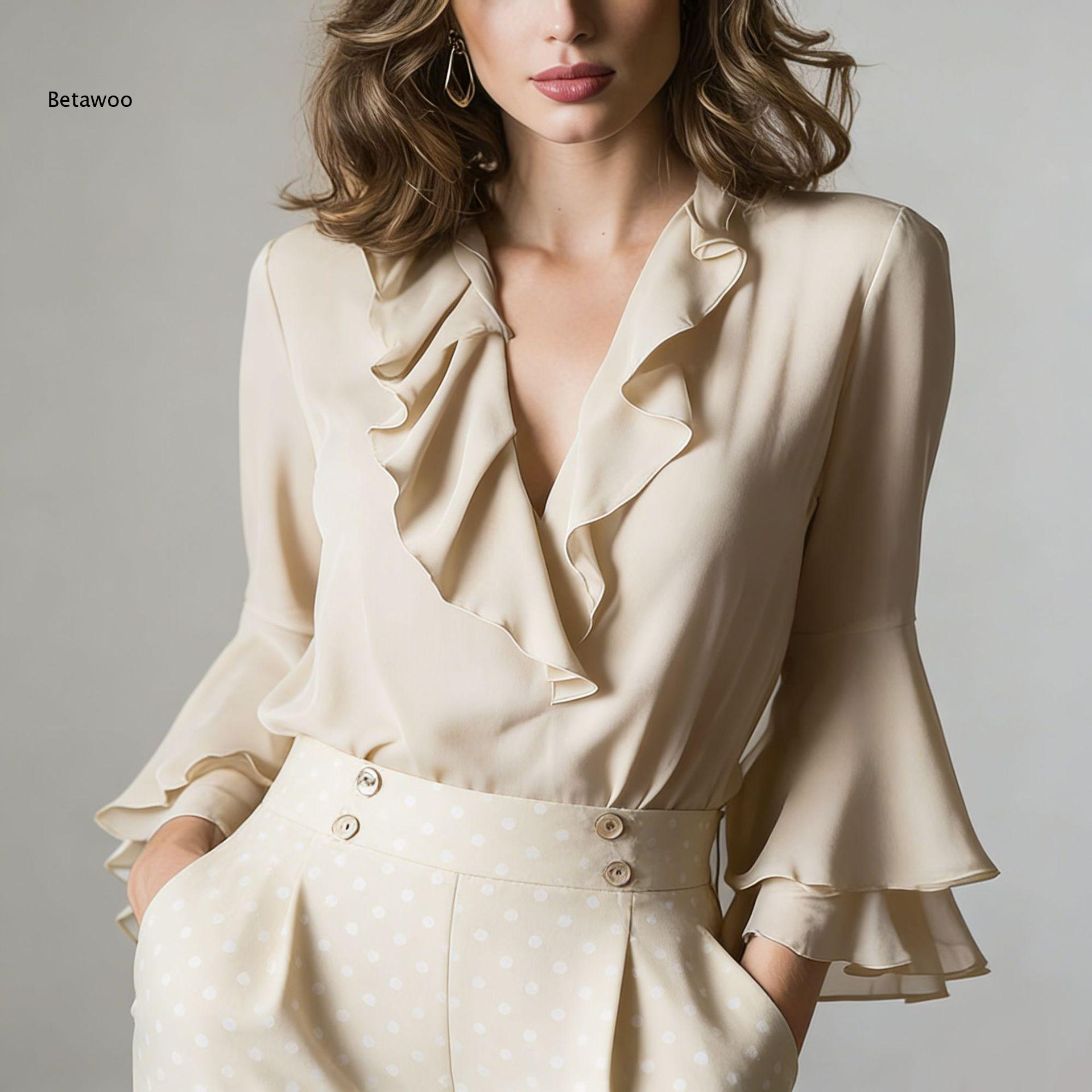 بلوزة نسائية أنيقة من الشيفون  - مراجعة Wrap Blouse Chiffon وسعره
