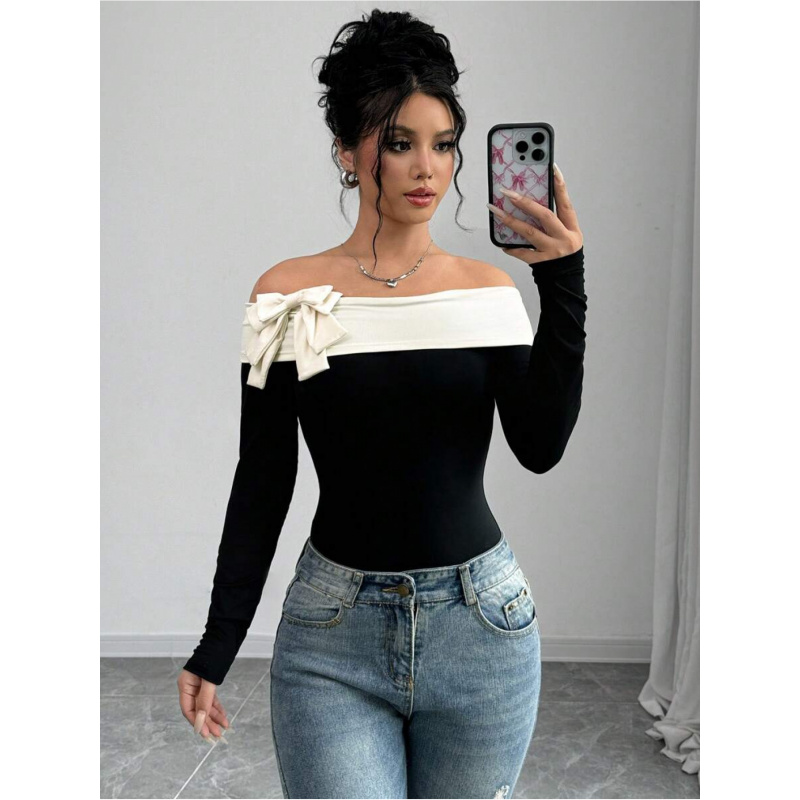 بودي سوت مزين بعقدة على شكل في - مراجعة Women Fashion Wear وسعره